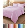 CGK Unlimited Copripiumino Una Piazza e Mezza 155x220 cm Rosa Chiaro 3 Pezzi - Copripiumino 155x220 cm e 2 Federe 80x80 cm - Microfibra Spazzolata - Senza Grinze e Traspirante - Ipoallergenica OEKO-TEX Standard 100