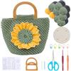 FREEBLOSS Kit di borse all'uncinetto con girasole borsa a maglia e uncinetto kit con manico in legno istruzioni in inglese kit per la creazione di borse per artigianato kit all'uncinetto per