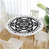FANSU Tovaglia Rotonda Antimacchia Impermeabile con Bordo Elastico Adatto, Copertura Poliestere Moderna Lavabile Copritavolo per la Decorazione Della Casa Cucina (Bianco e nero,180 cm)
