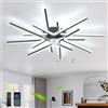 QINGYING Moderno Lampadario Ventilatore Con App Telecomando, Ventola Soffitto Con Luce Reversibile 6 Velocità DC, Lampada Con Pale Ventilatore Dimmerabile LED Per Camere Da Letto E Soggiorni-Black||8 Heads