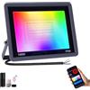Fosingut Faretto LED RGB Esterno 100W,Smart Faretti RGBCW Faro LED Cambia Colore/Controllo APP/Dimmerabile/Timer/Sinc Music/IP66 Impermeabile Proiettore Lampada Esterno Per Natale,Halloween,Disco,Fest