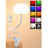 ReinHoo Lampada da scrivania con clip, 10 colori RGB e bianco caldo con morsetto, 10 luminosità dimmerabile, luce notturna per bambini/bambini/neonati, adattatore USB per camera da letto/letto