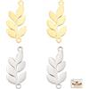 Beebeecraft 20 pz/Scatola 2 Colori Ciondoli Foglia Placcati Oro 18K e Acciaio Inossidabile 2 Fori Connettori Foglia Ciondoli per Fai da Te Bracciali Collane Orecchini