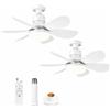 Vexabinion Set di 2 ventilatori da soffitto E27 con luce LED dimmerabile 40 W, telecomando, 3 velocità, 6 pale, silenziosi, bianco 52 cm (2, 2)