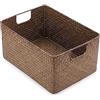 IGNPION Cesto portaoggetti aperto in erba marina per soggiorno e scrivania, scatola decorativa in vimini intrecciato, cesto rettangolare per asciugamani da bagno, organizer per bagno, mensole e