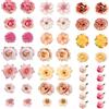 JNYUTEEN 50 Pezzi Teste di Fiori Artificiali, Rosa e Arancione Fiori Finti per Decorazioni, Fiori Artificiali Fiori di Seta per DIY Scrapbooking Matrimonio Casa Artigianato