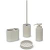 Inbagno Set Accessori Bagno 4 Pezzi Con Dispenser Sapone Liquido, Bicchiere Porta Spazzolini, Porta Saponetta E Porta Scopino WC In Poliresina Crema Della Linea Marica