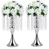 LANLONG - Portacandele in cristallo imitazione acrilico per vaso di fiori oro/argento, centrotavola per matrimonio e decorazione eventi (argento, 33cm)