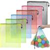 APLZGMG 6 sacchetti a rete con coulisse, in nylon colorato, per trasportare sacchi a rete, grandi tasche per vestiti e utensili da viaggio, giocattoli da spiaggia, sport e palestra (40 x 35 cm)