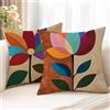 Hsqpoobd 2 Pezzi Cuscini per Divano Chiaretto Cuscino 35 x 35 Fiore Federe Cuscini Divano Decorazioni in Lino con Cerniera Invisibile, Doppia Faccia Quadrato Federa Cuscino per Mobili da Giardino Esterni H1-6