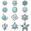 Ipotkitt 12 bottoni a pressione in 12 stili, imitazione turchese, look vintage, tartaruga, fiore, stella marina, bottoni per fai da te, gioielli, uncinetto, jeans, cucito, vestiti, camicie