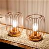 TRIROCKS Set di 2 Lampade da Tavolo a Batteria in Metallo, 17 cm Alte, Lanterne Ricaricabili a Forma di Gabbia, LED Dimmabile per Camere da Letto, Matrimonio, Giardino (Nere)