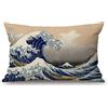 Solekla Hokusai - Federa decorativa per cuscino in cotone e lino, motivo: la grande onda, per divano, letto, 30,5 x 50,8 cm