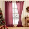 DWCN Tende per Interni in Voile con Fermatenda Tende Soggiorno per Finestre con Occhielli Morbidi Finestre 2 Pannelli, 140x240 CM, Rosso