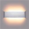 ENCOFT 16W Applique da Parete Interno a LED, Lampada da Parete Interna 32cm Rettangolare Moderna, Up Down Luce Illuminazione da Muro in Alluminio, Bianco Caldo 3000K, per Camera da Letto, Argento
