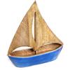 Logbuch-Verlag Figura barca a vela decorativa: soprammobile legno stile marino arredamento mare decorazioni nautiche bagno soggiorno tema mare casa estiva barca blu marrone 28 x 25 x 3 cm