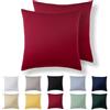 Alreya Set di 2 Federe in 100% jersey di cotone con chiusura lampo - 40 x 40 cm - Rosso - Federa Cuscino, Copricuscino Divano, Federa super morbida 40x40