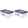 Sundis Wave Box, scatola portaoggetti 10l, con coperchio a clip, plastica trasparente, impilabile, ideale per la camera da letto, lo spogliatoio, le scarpe, l'ufficio (Confezione da 2)