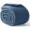 Kozyhvn Coperta in 100% cotone, 127 x 177,8 cm, grande, traspirante e leggera, a 6 strati, in cotone, per divano, morbido, copriletto, coperta in garza, per adulti, per tutte le stagioni, blu