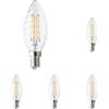 Velamp lampadina LED a filamento forma Tortiglione (C35) - Attacco a vite piccolo (E14) - Potenza 4W Equivalenti 40W - Luminosità 470lm - Temperatura colore 4000K (luce naturale) (Confezione da 5)