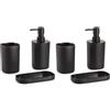 MSV - Set di 6 Accessori da Bagno in Lona - Design Elegante e Pratico - Dimensioni Standard - Nero - Ideale per Un Arredamento Moderno - Accessorio da Bagno