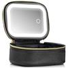 Generic Piccola trousse da viaggio con specchio e luce, mini organizer per cosmetici con 3 luminosità regolabili, borsa da toilette portatile e portaoggetti per artisti per donne, Nero , /
