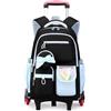 FANDARE 35L Zaino con Ruote 2 in 1 Ruote 6X Antiscivolo per Salire Scale Compatibile 15.6 PC Tasche Multiple Oxford Impermeabile Blu