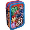 CARTOON Astuccio Scuola 3 Zip, Avengers, Marvel, multiscomparto, Completo 44 Pezzi, Colori Giotto, 20 x 13 x 6 cm