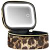 Generic Piccola trousse da viaggio con specchio e luce, mini organizer per cosmetici con 3 luminosità regolabili, borsa da toilette portatile e portaoggetti per artisti per donne, Leopard, /