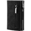 bergxperten casa silveti portafoglio, porta carte RFID slim con zip e magnete | 11 carte, alluminio aeronautico, pelle vegana, accesso rapido, banconote e monete, 1 2 3 pezzi