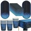 xunyihappy 53 pz/set Galaxy Party stoviglie usa e getta cielo notturno stellato piatto di carta tazza tovaglia bambini spazio esterno decorazioni di compleanno forniture