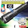 NONE Torce LED ad alta potenza 300000 Torcia tattica LM con display leggero, ricarica USB, campeggio, pesca, difesa, zoom