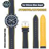Per Citizen Blue Angel Men Wave Watch Strap AT8020-54L/8020-03L/JY8078 cinturino in fibra di carbonio con motivo Nlon + cinturino in gomma 22mm 23mm