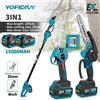 YOFIDRA 3IN1 Motosega Elettrica Brushless da 8 Pollici + Forbici Telescopiche per Potatura Alta da Giardino Compatibile con Batteria Makita