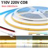 HAGAHA Striscia LED COB Super Luminosa 110V 220V, 240 LED, Cavo 2PIN, Nastro Flessibile, Kit di Alimentazione EU/US, 5M 10M 15M 20M, Decorazione per Interni, PCB 8MM