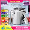 LOEFME Macchina per Ghiaccio Portatile a Cubetti 12KG/24H, Produzione 9 Cubetti in 6 Minuti, Autopulente, 2 Dimensioni di Ghiaccio, con Maniglia