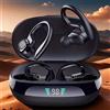 NONE Cuffie Bluetooth Wireless Sportive SP16 con Gancio per Orecchio, Microfono, Display LED, ENC, Audio Stereo Hi-Fi per Gaming