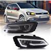 NONE Fari anteriori a LED con proiettore a doppio fascio e occhi di demone DRL, indicatori di direzione sequenziali, per VW Polo MK5 6R 6C 2009-2017, montaggio plug and play - LHD
