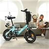 bodywel Bicicletta Elettrica Pieghevole T16PRO per Adulti e Adolescenti, Bici Elettrica da Città 14 Pollici, 36V 10.4Ah, Autonomia 30km, Velocità 25km/h, Bicicletta Elettrica per Pendolari
