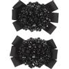 Hemobllo Clip Scarpe Gioiello a Fiocco Cristalli per Pumps e Flats, Accessorio Elegante in Seta Nero Decorazioni Scarpe Raffinate per Donna
