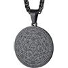 FaithHeart Collana Sigillo di Salomone Medaglia Talismano Chiave di Salomone-Oro/Nero Placcato con Catena 55+5cm Collana Amuleto di Protezione Personalizzabile Gioielli per Uomini e Donne