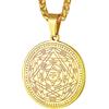 FaithHeart Collana Sigillo di Salomone Medaglia Talismano Chiave di Salomone-Oro/Nero Placcato con Catena 55+5cm Collana Amuleto di Protezione Personalizzabile Gioielli per Uomini e Donne
