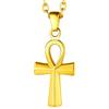 FaithHeart Collana Croce Ankh Egiziana Collana Donna Uomo Ciondolo Croce Ankh Egitto Gioielli Amuleto Protezione Talismano Acciaio Inox Alta Qualità Impermeabile Anallergico 50+5 CM