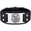FaithHeart Braccialetto da Uomo in Pelle di Litchi Pendente Vichingo Lupo Fenrir/Bussola/Occhio di Horus/Massonico Gioielli Portafortuna Stile Nordico Totem dell'Antico Egitto in Acciaio Inox