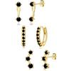 WATEFOER 3 Paia Orecchini Set per Donna Oro Placcato 14K Orecchini a Cerchio con Zirconi Colorati Orecchini a Perno Ipoallergenici Cartilagine per Piercing Multipli Regali di Gioielli