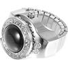 UKCOCO Orologio da Dito Retrò Anello in Metallo Argento, Design Unico Vetro al Quarzo, Comodo e Decorativo per Donna alla Moda