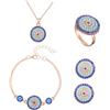 LIFKOME Set Accessori Occhio Turchese Collana, Braccialetto, e Orecchini, Forma Rotonda, Lega