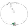 Amen Bracciale Quadricuore in Argento con Zirconi