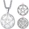 FaithHeart Collana Sigillo di Salomone Medaglia Talismano Chiave di Salomone-Oro/Nero Placcato con Catena 55+51cm Collana Amuleto di Protezione Personalizzabile Gioielli per Uomini e Donne
