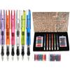 GC QUILL Set Calligrafia 26 Pezzi - 6 Penne Stilografiche con Pennini 0,7-2,9 mm e 20 Cartucce d'Inchiostro Colorate - Kit Hand Lettering e Scrittura Creativa per Adulti GC-F620